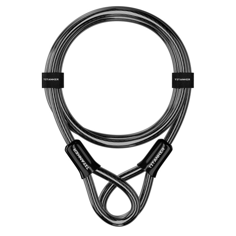 Titanker Bike Lock Cable,12mm Thick Security Cable with Loops Heavy Duty Steel Cable Vinyl Coated Bike Cable Lock Security Chain (4ft, 7ft, 15ft, 30ft) - Image 1